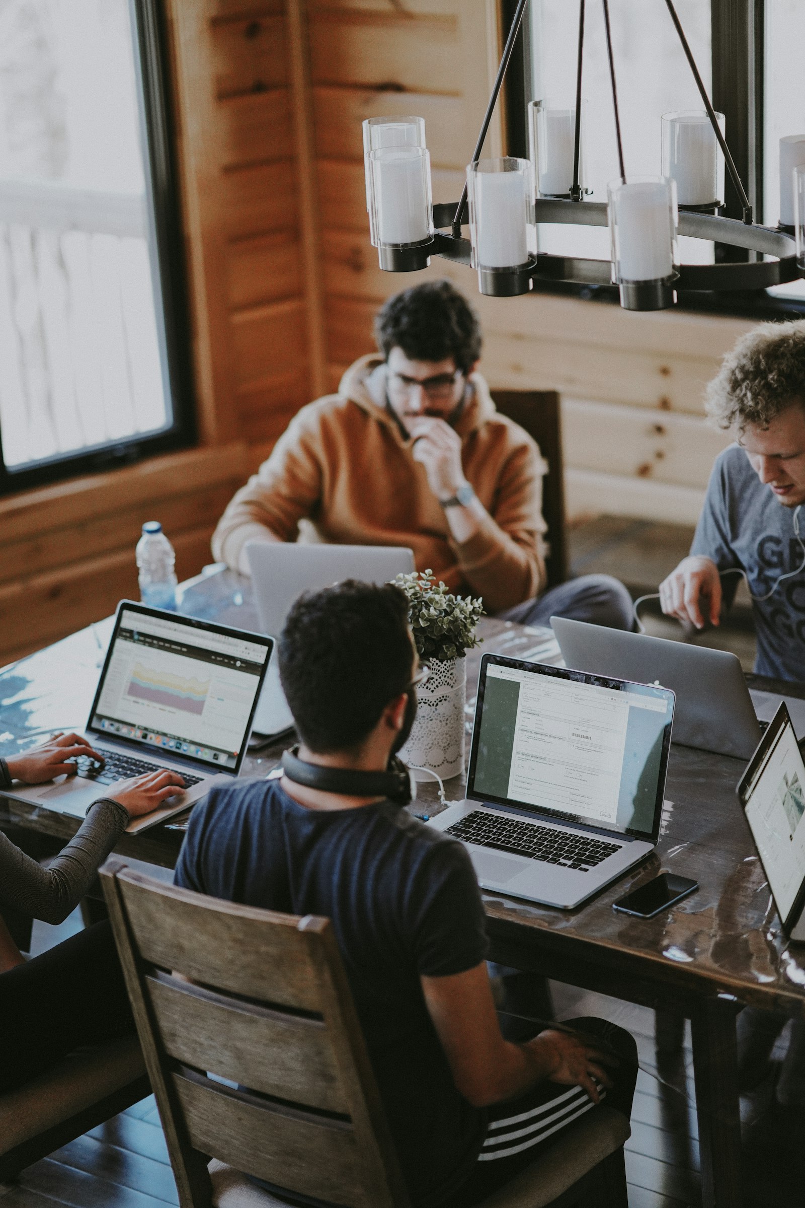 Small business team working together in a bright professional setting